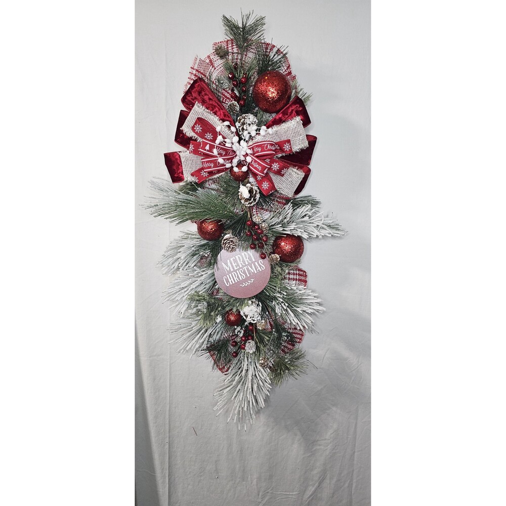 Traditional Merry Christmas Door Swag